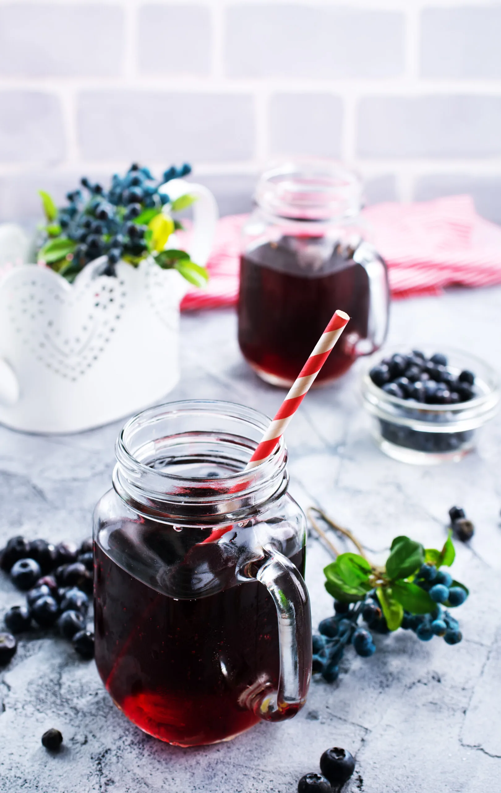 fresh blueberry drink on a table, stock photo