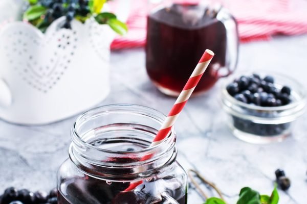 fresh blueberry drink on a table, stock photo